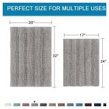 Non Slip Thick Shaggy Chenille Bathroom Rug Mat Set Extra Soft and Absorbent Striped Floor Rugs, 2 Piece, Machine-Washable