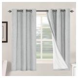 H.VERSAILTEX 100% Blackout Curtains for Bedroom Thermal Insulated Linen Textured Curtains Heat and Full Light Blocking Drapes Living Room Curtains 2 Panel Sets, Glacier Gray, 42x63 Inch
