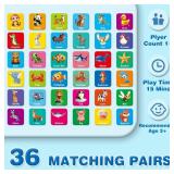 72 PCS Animals Memory Matching Game for Kids, Animal Theme Memory Board Game for Toddlers, Memory Cards Concentration Game for Ages 3 and Up