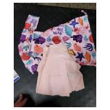 Kids Pink Two Pieces Swimwear for Girls Summer Hawaiian Beach Bathing Suits 3D Printed Leaves Long Sleeve Rash Guard Swimsuits 8 10 Girl