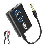 1Mii Bluetooth 5.3 Transmitter Receiver for TV to Wireless Headphones, Dual Link aptX Adaptive/Low Latency/HD Audio, Aux Bluetooth Audio Receiver Adapter for Home Stereo, Airplane, Boat, Gym