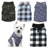 4 Pieces Winter Fabric Dog Sweater with Leash Ring Soft Fleece Vest Dog Clothes Plaid Camouflage Warm Puppy Jacket Pullover Clothes for Small Cat Puppy Chihuahua(S)