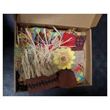 Ramede 5 Pcs Halloween Costume Set - Plaid Pattern Scarecrow Poncho, Straw Hat, Necklace, Wristband for Women