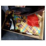 Ramede 5 Pcs Halloween Costume Set - Plaid Pattern Scarecrow Poncho, Straw Hat, Necklace, Wristband for Women