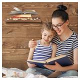 Wenqik 3 Pcs Snow Mountain Floating Shelves Wood Nursery Book Shelves Wall Mounted Rustic Floating Ledge for Kids Room(Dark Brown)