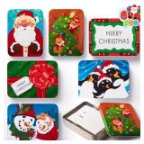 JOYIN 6PCS Gift Card Boxes Holder for Christmas, 4.33 x 2.6 x 0.6 Christmas Tins with Lids 6 Designs, Xmas Holiday Presents Decor, Party Favor Box