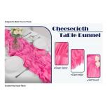 6 Pack Hot Pink 10Ft Cheesecloth Table Runner 21x120 Inch Boho Wrinkled Sheer Romantic Gauze Decor for Wedding, Bridal Shower, Birthday Party