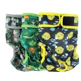 Leekalos Reusable Washable Dog Diapers Female (3 Pack) - Highly Absorbent Doggie Diapers - Size Adjustable Puppy Diapers for Dog Period Panties (Large, Globefish)