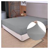 King Size Fitted Sheet Only - 4-Way Stretch Jersey Knit, Cozy T-Shirt Soft, Wrinkle Free, Snug Fit & Stay in Place, No More Slipping Off for Mattress (Deep: 5-13) - Light Gray, King