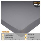 King Size Fitted Sheet Only - 4-Way Stretch Jersey Knit, Cozy T-Shirt Soft, Wrinkle Free, Snug Fit & Stay in Place, No More Slipping Off for Mattress (Deep: 5-13) - Light Gray, King