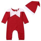 Nicoxijia Newborn Baby My First Christmas Outfit Boy Girl Elf Santa Claus Costumes Long Sleeve Romper Jumpsuit with Hat Set (F-Red, 18-24 Months)