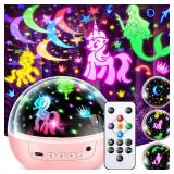 Girl Toys Age 1-10 Years Old, 3 Film & 93 Colors Princess Toys Mermaid Toys Unicorn Toys for Girls Age 4-6 Night Light for Kids Projector, Remote Control Little Girls Toys, Girl Gifts Toys for 3-8