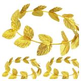 meekoo 3 Pieces Gold Laurel Crown Wreath Greek Leaf Headband Toga Party Roman Caesar Headpiece Goddess Costume for Women Men Wedding Emperor Headwear, Circlet 7.3 Inches in Diameter