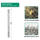 MINDELF 6 FT Silver Artificial Christmas Garland, Faux Spruce Evergreen Garland with 20 LED Lights, Lighted with Timer, Perfect for Christmas Indoor Outdoor Decoration