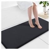 Smiry Memory Foam Bath Mat 47x17, Extra Soft and Absorbent Bathroom Mats, Non Slip Washable Carpet for Floor, Shower and Tub, Black