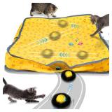 Waaiio Interactive Cat Toys for Indoor Cats,Self Rolling Cat Ball in Play Mat,Automatic Motion Activated Moving Toy Hide and Seek Chase Game for Bored Cats,Real Chirp Birds,Rechargeable