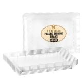 6 Pack Clear Plastic Serving Trays for Party, 9 x 13 Inch - Heavy Duty Plastic Trays for Food - Rectangular Party Serving Trays and Platters - Clear Disposable Trays