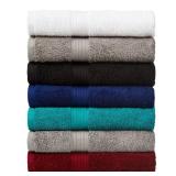Amazon Basics 6 Piece Oversized Fade resistant Towel set, 100% Cotton towels for bathroom, soft and absorbent, 2 Bath Towels, 2 Hand Towels and 2 Washcloths bathroom towel set, Gray