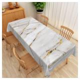 SIEDYCV Grey Gold Marble Rectangle Tablecloth, 60x120 Inch Abstract Modern Gold Crack Luxury Texture Waterproof Polyester Fabric Table Cover for Kitchen Dining Room Indoor Outdoor Home Party Decor