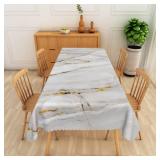 SIEDYCV Grey Gold Marble Rectangle Tablecloth, 60x120 Inch Abstract Modern Gold Crack Luxury Texture Waterproof Polyester Fabric Table Cover for Kitchen Dining Room Indoor Outdoor Home Party Decor