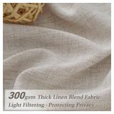 Pleated Greyish Brown Light Filtering 102 Inch Long Curtains 2 Panels Set for Sliding Glass Door, Country Pleat Flax Linen Semi Sheer Window Drapes Bedroom Privacy Viral Curtain 102 Inches Length Burg