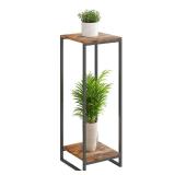 JEPRECO 34 Tall Plant Stand Indoor, 2-Tier Modern Plant Shelf, Corner Flower Pot Holder Organizer for Living Room Balcony Patio Garden (Rustic Brown)