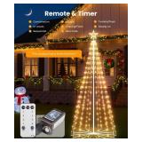 Outdoor Christmas Cone Tree Light with Star Topper, 6ft 265 LED Lightshow Christmas Tree with 8 Modes Timer Remote, Dimmable Artificial Tree for Porch Yard Patio Indoor Decorations, Warm White