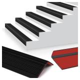 Pionasuicg Rubber Stair Edging Self Adhesive Staircase Step Edge Protector Vinyl Stair Nose for Outdoor & Indoor (20Ft, Black)