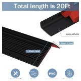 Pionasuicg Rubber Stair Edging Self Adhesive Staircase Step Edge Protector Vinyl Stair Nose for Outdoor & Indoor (20Ft, Black)