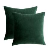 RainRoad Dark Green Decorative Throw Pillow Covers Cushion Cover Pillow Case for Sofa Couch Bed Chair,Soft Square Dark Green Throw Pillows 18x18 Inch,Set of 2