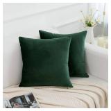 RainRoad Dark Green Decorative Throw Pillow Covers Cushion Cover Pillow Case for Sofa Couch Bed Chair,Soft Square Dark Green Throw Pillows 18x18 Inch,Set of 2