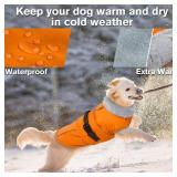 Lelepet Dog Coat Waterproof Dog Jacket Reflective Fleece Vest with Adjustable Buckle & Leash Hole Windproof Cold Weather Coats for Small Medium Large Dogs, Warm Hunting Vest, Orange, L