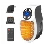 Plug in Small Space Heater for Indoor Use 450W, Wall Outlet Electric Heater with Remote, 12H Timer & LED Display, PTC Ceramic Fast Heat Safely for Bedroom Bathroom Office