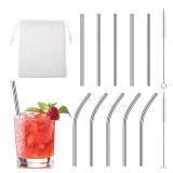 10 Pack Short Metal Straws Reusable Stainless Steel Straws 5 Straight 5 Bent 5 Inch Cocktails Straws Drinking Straws with 2 Cleaning Brush for Coffee Mugs, Small Glasses or Cups
