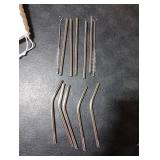 10 Pack Short Metal Straws Reusable Stainless Steel Straws 5 Straight 5 Bent 5 Inch Cocktails Straws Drinking Straws with 2 Cleaning Brush for Coffee Mugs, Small Glasses or Cups