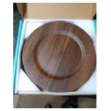 MAONAME Round Charger Plates Set of 12, 13 Inch Brown Charger for Dinner Plates, Farmhouse Faux Wood Plate Chargers, Rustic Table Chargers for Weddings, Party