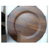MAONAME Round Charger Plates Set of 12, 13 Inch Brown Charger for Dinner Plates, Farmhouse Faux Wood Plate Chargers, Rustic Table Chargers for Weddings, Party