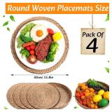 Gandeer Boho Placemats 4/6/8 Set of Round Woven Placemat Macrame Style Bicolor Stitching Long Table Runner Farmhouse Rustic Natural Burlap Cotton for Kitchen Dining Table(4 Sets,Brown,12x72) ONLY 2 MA