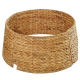 MIXUMON Handmade Water Hyacinth Christmas Tree Collar 24 Rustic Basketweave Tree Base Cover, Eco-Friendly Skirt Alternative with Cord Cut-Out (Natural)