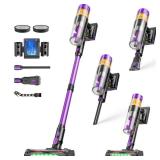 Flybroom Cordless Vacuum Cleaner, 650W 48KPa Vacuum Cleaners for Home, Self-Standing Stick Vacuums with LED Display, Anti-Tangle, Lightweight, Stick Vacuum Rechargeable for Pet Hair Carpet Floor