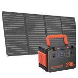 MARBERO 296Wh Solar Generator with Solar Panel Included 300W Portable Power Station with 60W Foldable Panel Set Solar Power Bank with AC Outlets for Camping Home Backup Outdoor Emergency Travel
