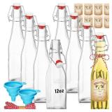 Tioncy 7 Pcs 12 oz Swing Top Glass Bottles for Vanilla Extract Homemade Flip Top Glass Bottles  BOTTLES ONLY