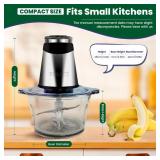 BUMET Electric food processor vegetable chopper 500W 2x8cup bowls 2 bi-layer 4 blades Small Food chopper ideal as Electric Meat grinder for home use,Mincing,chopping for kitchen aid,baby foot,pet food