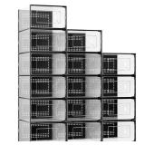 Foluck X-Large Shoe Storage Box, 15 Pack Clear Plastic Stackable Shoe Organizer for Closet, Interlocking Design Shoe Container Bins for Sneakers, Foldable Shoe Rack with Lids, Black