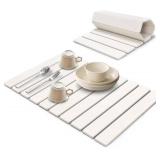 Large Stone Dish Drying Mats for Kitchen Counter, Eco - Friendly Diatomaceous Stone Mats, Non - Slip Collapsible Absorbable Stone Dish Drying Mat for Multi - Purpose, Match Any Countertop, 24x16