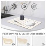 Large Stone Dish Drying Mats for Kitchen Counter, Eco - Friendly Diatomaceous Stone Mats, Non - Slip Collapsible Absorbable Stone Dish Drying Mat for Multi - Purpose, Match Any Countertop, 24x16