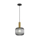 I-xun Modern Pendant Light Fixtures for Kitchen Island, Farmhouse Striped Glass Pendant Lighting with Gold Socket, Stylish Ceiling Light for Dining Room and Living Room (7.87