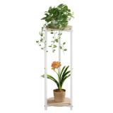 YIZAIJIA Plant Stand Indoor Corner Tall 2 Tier Metal Modern Flower Storage Plant Shelf Holder for Living Room Balcony Garden,White (2 Tier-White Round)