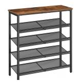 HOOBRO Shoe Rack for Entryway, 5-Tier Shoe Organizer with Adjustable Mesh Shelves, 16-20 Pairs of Shoes, Spacious Floor Mount, Metal, Industrial, Shoe Shelf for Closet, Rustic Brown BF12XJ01