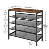 HOOBRO Shoe Rack for Entryway, 5-Tier Shoe Organizer with Adjustable Mesh Shelves, 16-20 Pairs of Shoes, Spacious Floor Mount, Metal, Industrial, Shoe Shelf for Closet, Rustic Brown BF12XJ01